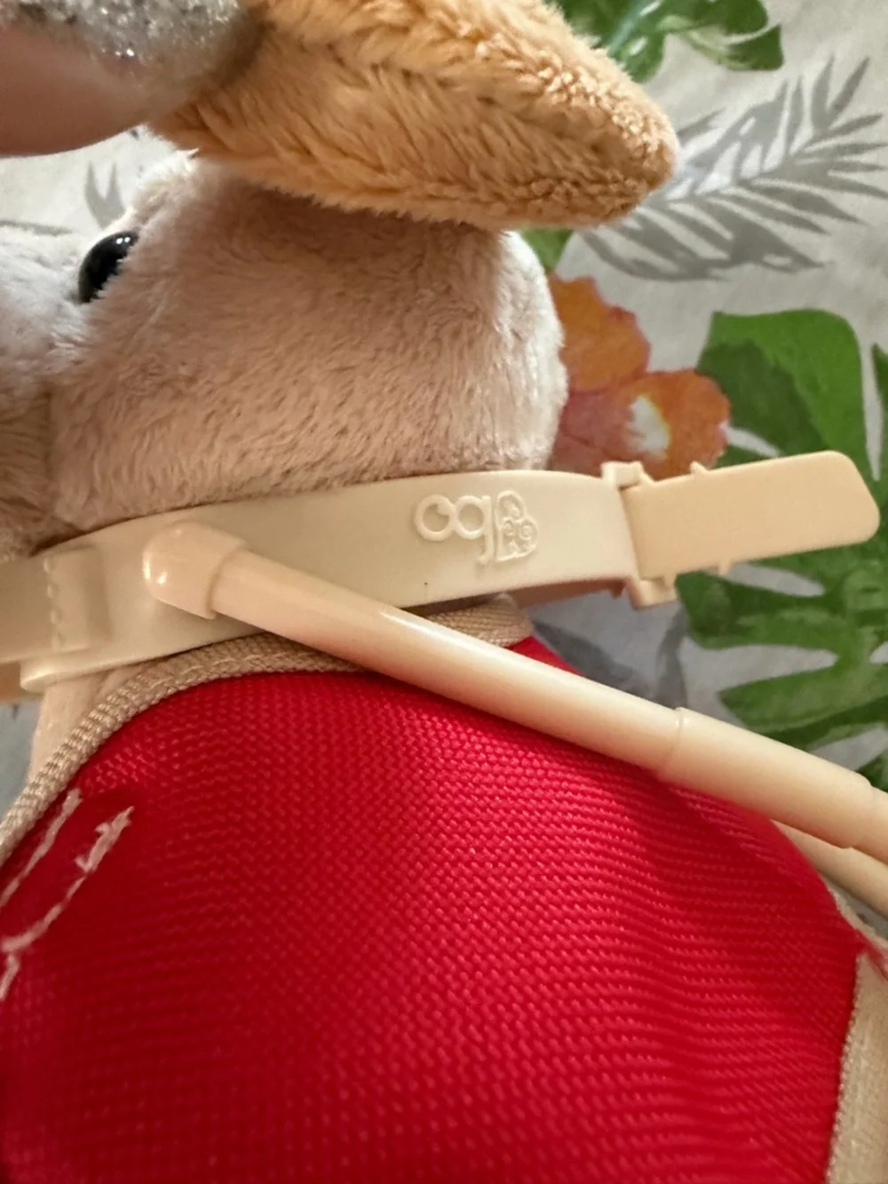 Plush Guide Dog Toy Carrier with Red Vest - Tan